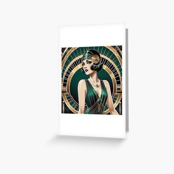 Item preview, Art Deco Jazz Age Socialite – A Vision of 1920s Glamour designed and sold by AI-Syn-Pro.