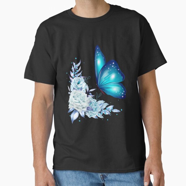 Item preview, Blue Butterfly with Icy Floral Elegance - T-Shirt designed and sold by Eden Echo.