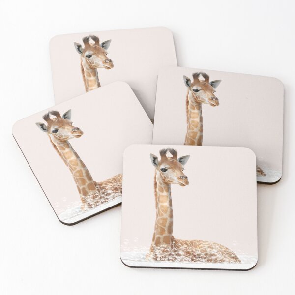Item preview, Baby Giraffe in Bathtub Pink Print, Giraffe Bathing, Animals in Bathtub Art by Synplus designed and sold by synplus.