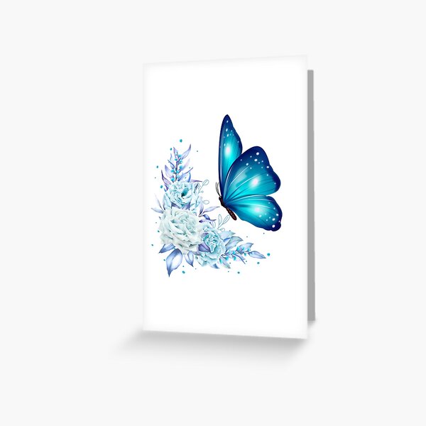 Item preview, Blue Butterfly with Icy Floral Elegance  designed and sold by Eden Echo.
