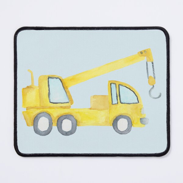 Item preview, Yellow Crane Truck – Kids Watercolor Vehicle Art designed and sold by Katherine Ann.
