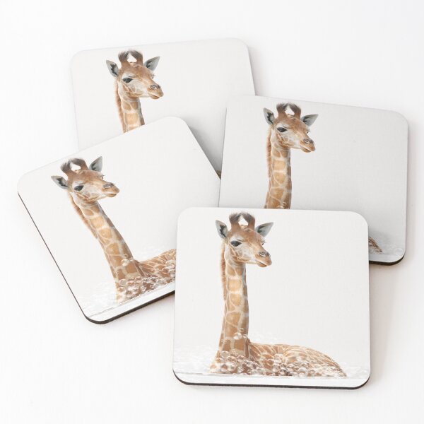 Item preview, Baby Giraffe in Bathtub, Neutral Print, Giraffe Bathing, Animals in Bathtub Art by Synplus designed and sold by synplus.