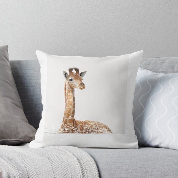 Item preview, Baby Giraffe in Bathtub, Neutral Print, Giraffe Bathing, Animals in Bathtub Art by Synplus designed and sold by synplus.