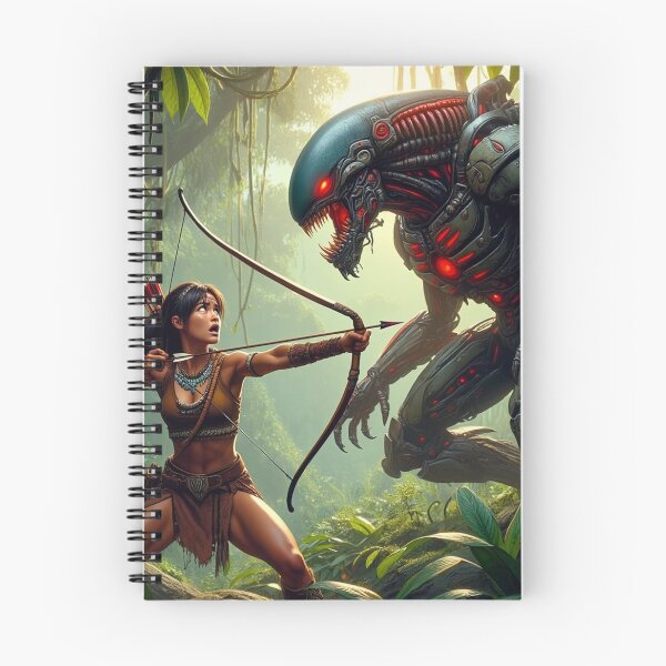 Item preview,  Intergalactic alien Overlord Hunter Native American woman fantasy art graphic comic book illustration art designed and sold by Vintage Designs +.