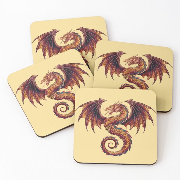 Item preview, a fierce dragon with scales shimmering in vibrant hues designed and sold by 123ks.