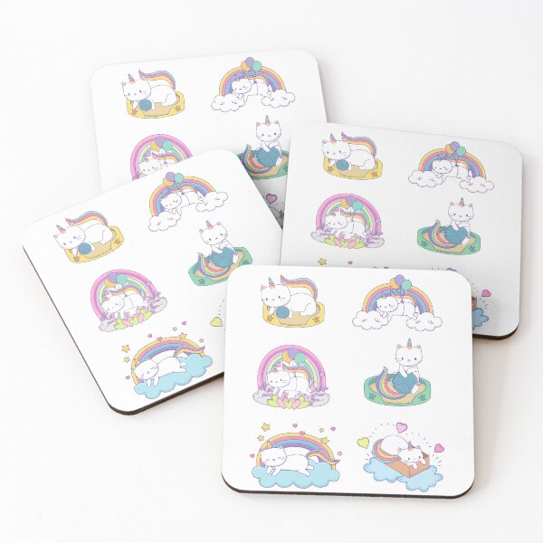 Item preview, Cute Unicorn Cat Set - Colorful Rainbow designed and sold by patternjp.