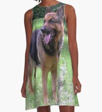 german shepherd black tan full A-Line Dress