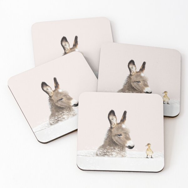 Item preview, Donkey in a Bathtub, Pink Print, Baby Donkey and Duckling Bathing, Animals in Bathtub Art by Synplus designed and sold by synplus.