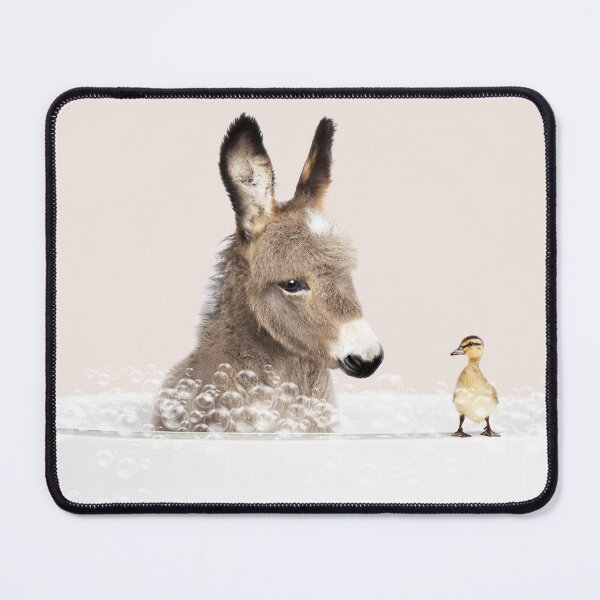 Item preview, Donkey in a Bathtub, Pink Print, Baby Donkey and Duckling Bathing, Animals in Bathtub Art by Synplus designed and sold by synplus.