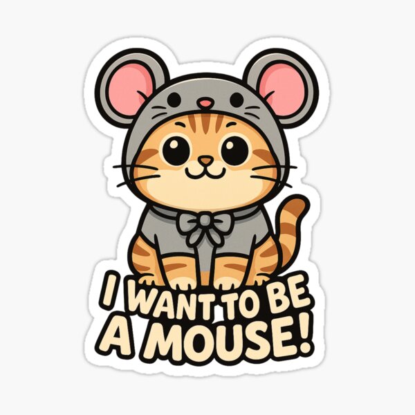 Item preview, Cute Cat in Mouse Costume – Funny Sticker designed and sold by PranaLume.