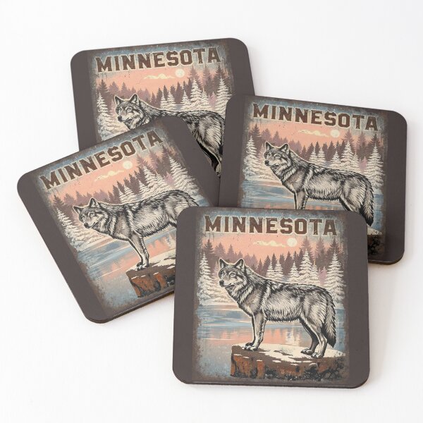 Item preview, Eastern Timber Wolf – Minnesota Wildlife Poster designed and sold by PastEcho.