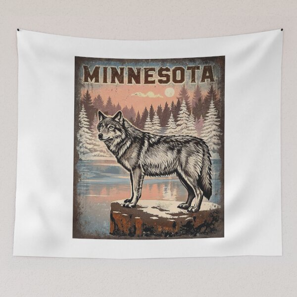 Item preview, Eastern Timber Wolf – Minnesota Wildlife Poster designed and sold by PastEcho.