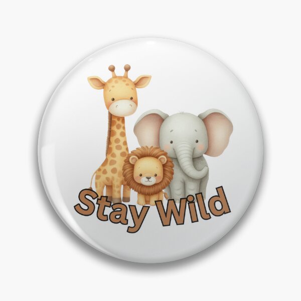 Item preview, Stay Wild with Lion Elephant and Giraffe designed and sold by TheEmptyBottleStudio.