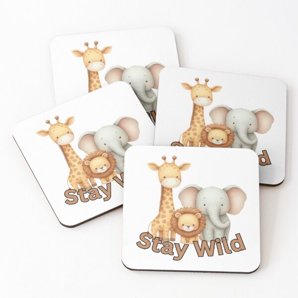 Item preview, Stay Wild with Lion Elephant and Giraffe designed and sold by TheEmptyBottleStudio.