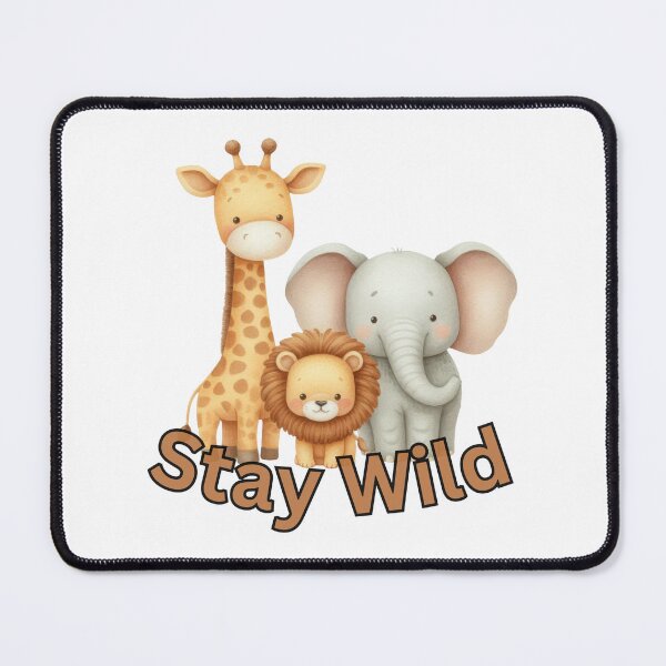 Item preview, Stay Wild with Lion Elephant and Giraffe designed and sold by TheEmptyBottleStudio.