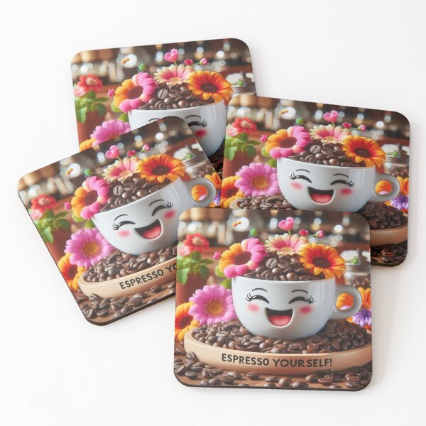 Item preview, Happy Coffee Cup with Flowers designed and sold by PrintXpress20.
