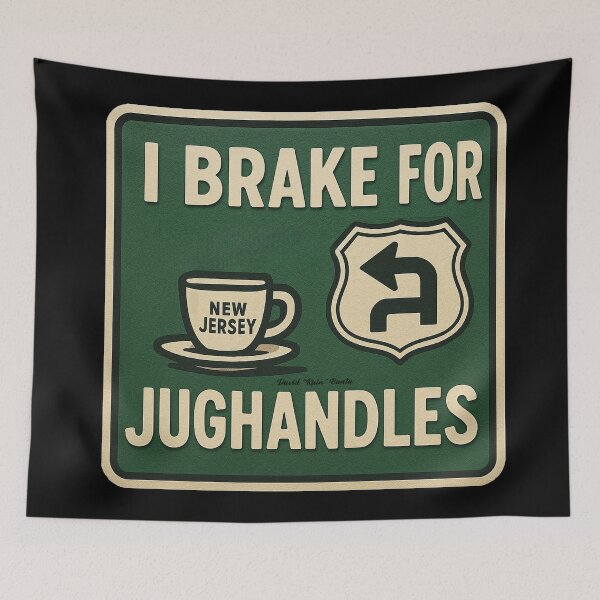 Item preview, I Brake for Jughandles – New Jersey Traffic Humor Sign designed and sold by MySheetMusicArt.