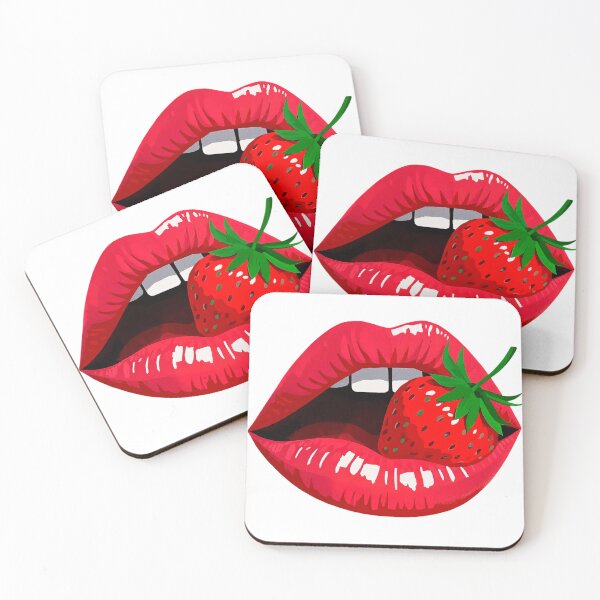 Item preview, Lips and Strawberries designed and sold by LukianArtPrint.
