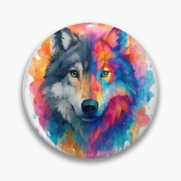 Item preview, Wolf Duality – Realism & Geometry Watercolor designed and sold by achille-m.