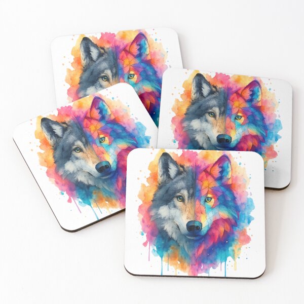 Item preview, Wolf Duality – Realism & Geometry Watercolor designed and sold by achille-m.