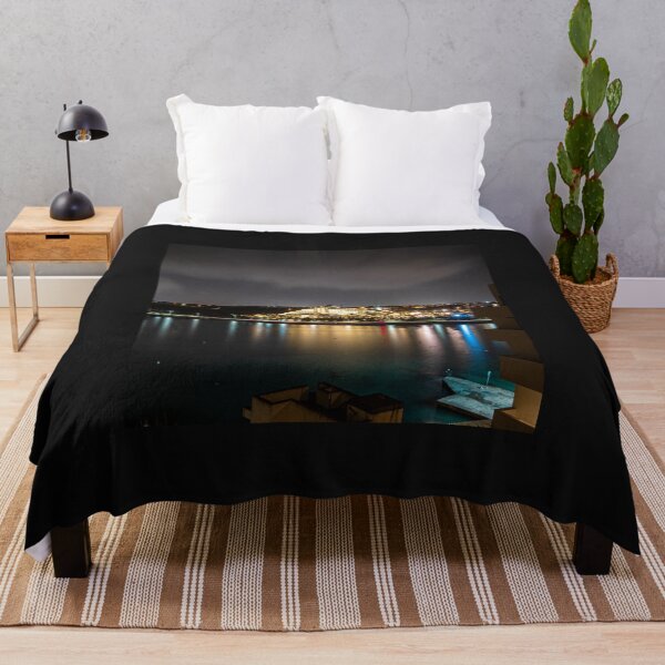 Item preview, Coastal Cityscape at Night - Illuminated Waterfront Reflections designed and sold by tommy3613.
