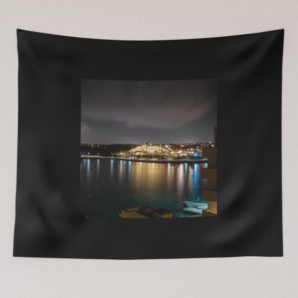 Item preview, Coastal Cityscape at Night - Illuminated Waterfront Reflections designed and sold by tommy3613.