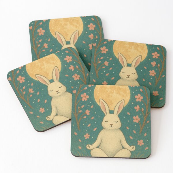 Item preview, Rabbit, Resting: Easter Edition – Zen Bunny Under the Moon designed and sold by POD DYNASTY | Original Print On Demand T-Shirt Graphics.