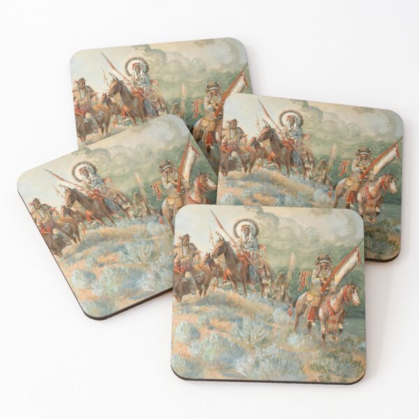 Item preview, Indian Warriors Before Battle - Old American Western Print designed and sold by VintageSpaceArt.