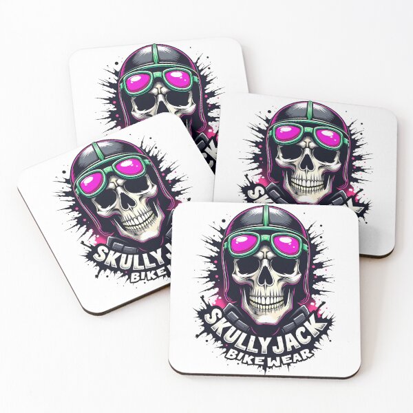Item preview, Neon biker skull with goggles and helmet – Skullyjack designed and sold by Skullyjack.