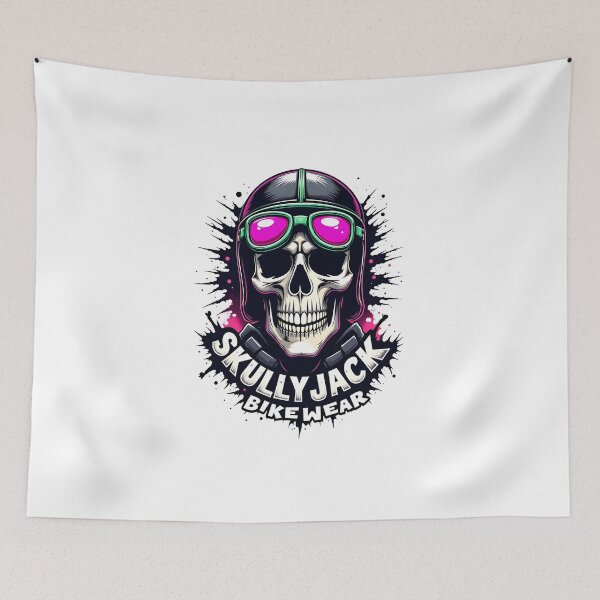 Item preview, Neon biker skull with goggles and helmet – Skullyjack designed and sold by Skullyjack.