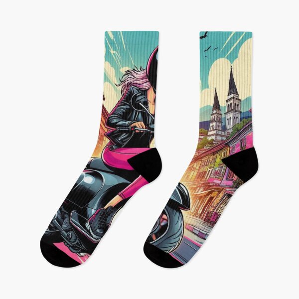 Item preview, Female Motorcyclist Taking a Break in Tirana, Albania – Perfect Design for Touring, City Exploration, and Travel Lovers designed and sold by knalpot-design.