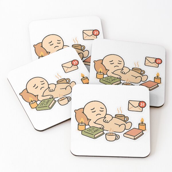 Item preview, Burnout Self Care Sticker – Cute Mental Health Cartoon designed and sold by MentalCrumble.