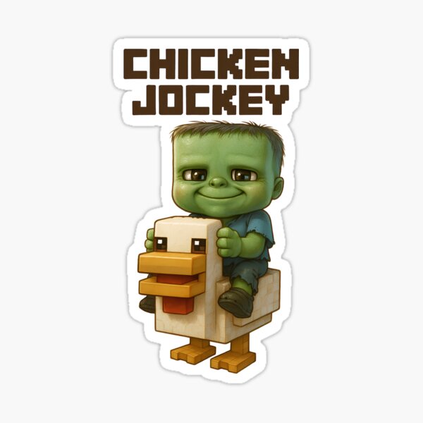 Artikel-Vorschau von Ein süßes Chicken Jockey-Design aus dem Minecraft-Film, designt und verkauft von Motifai.