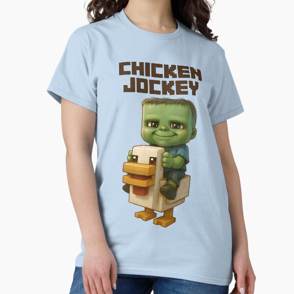 Vista previa del artículo con la obra «Una película de Minecraft con un lindo diseño de pollo jockey, un bebé zombi montando un pollo.», diseñado y vendido por Motifai.