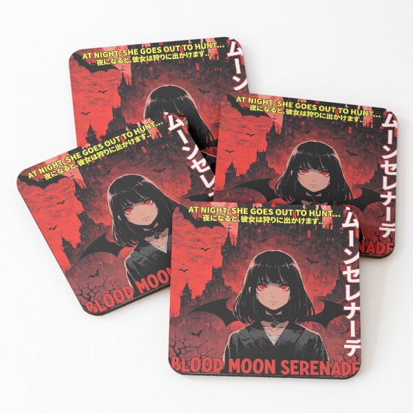 Artikelvorschau, Blood Moon Vampire Girl Fiktiver Horror-Anime-Film-Video-Cover-Stil entworfen und verkauft von onlyanimevibes.