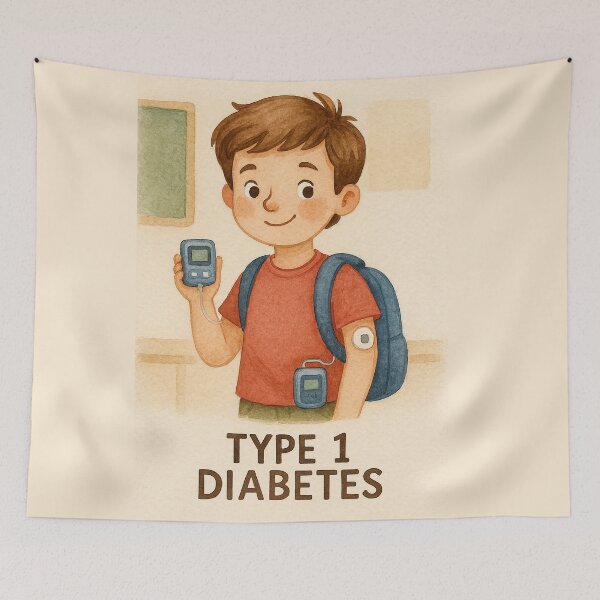 Item preview, Type 1 Diabetes Awareness Boy Illustration designed and sold by Lacritsa .