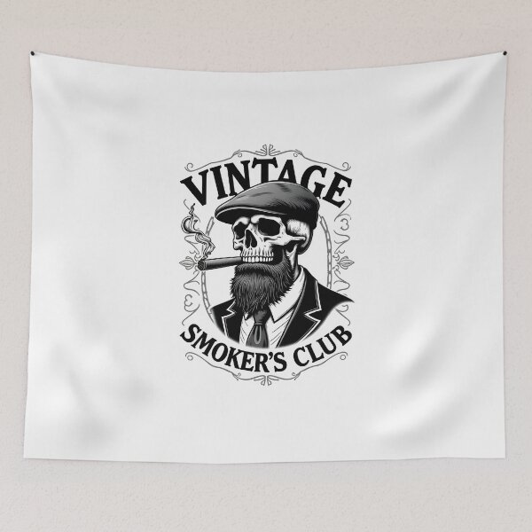 Item preview, Elegant vintage skull with beard and cigar designed and sold by Skullyjack.
