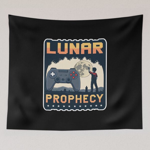 Aperçu de l'œuvre T-shirt de jeu rétro fantasy Lunar Prophecy créée et vendue par Lucky Dog Merch.