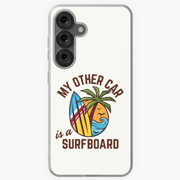 Vista previa del artículo con la obra «Estilo vintage: Mi otro coche es una tabla de surf - Texto marrón», diseñado y vendido por SurfingLocales.
