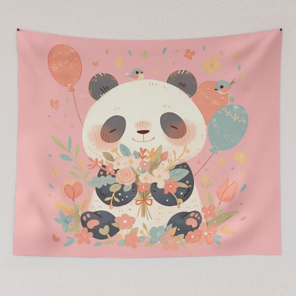Item preview, Little Panda with balloons designed and sold by WoollenLlama.