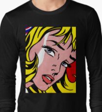Pop art girl face, Roy Lichtenstein Long Sleeve T-Shirt