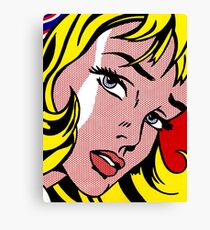Pop-Art-Mädchen Gesicht, Roy Lichtenstein Leinwanddruck