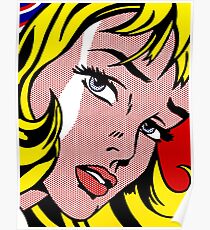 Pop-Art-Mädchen Gesicht, Roy Lichtenstein Poster