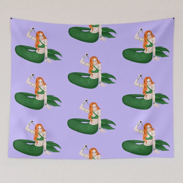 Item preview, Aggressive and frightened mermaid, with green fin and with a knife designed and sold by katecheerycake.
