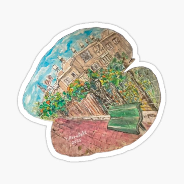 Item preview, Cityscape on a Real Leaf, Hand-Painted Urban Garden designed and sold by Julia's Print Studio .