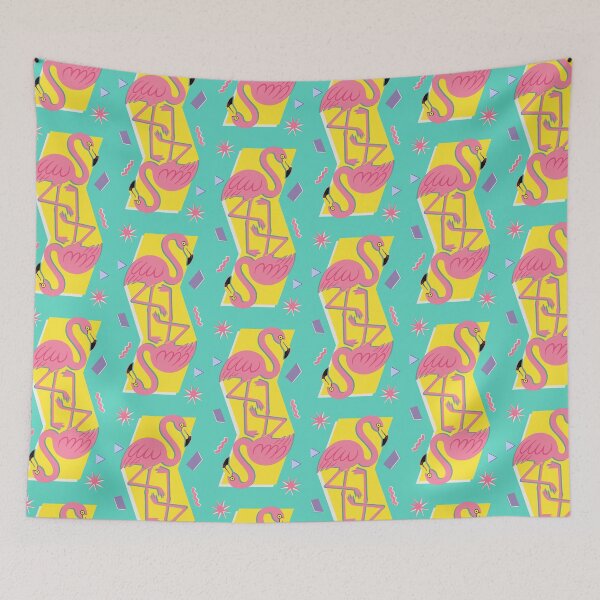 Item preview, Vibrant 80s Florida Flamingo Vintage Beach Towel Design designed and sold by arowh.