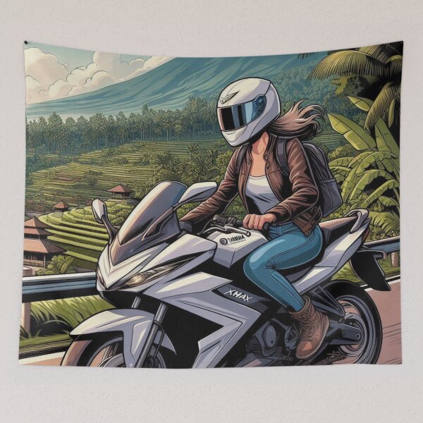 Item preview, Female Motorcyclist Taking a Break in Bali, Indonesia – Perfect Design for Touring, City Exploration, and Adventure Lovers designed and sold by knalpot-design.