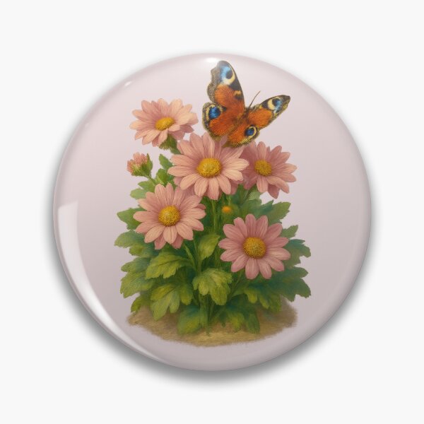 Item preview,  Peacock Butterfly on Pink Daisy Flowers designed and sold by IraBum.