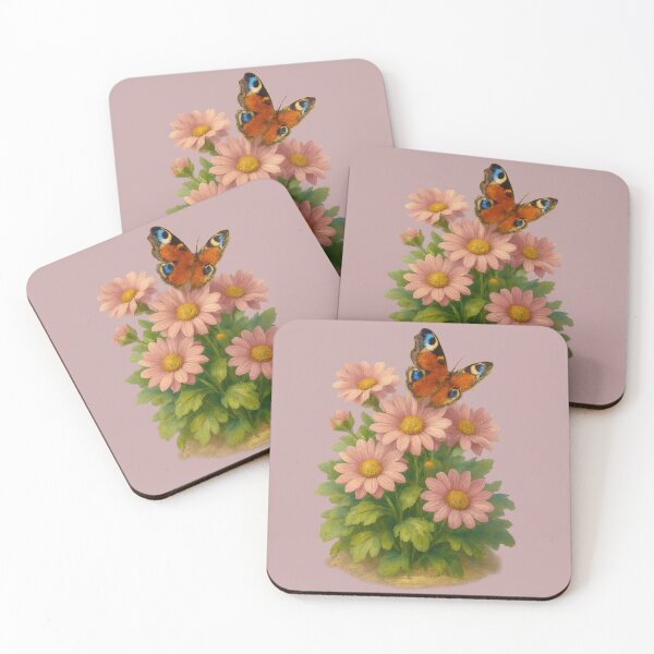 Item preview,  Peacock Butterfly on Pink Daisy Flowers designed and sold by IraBum.