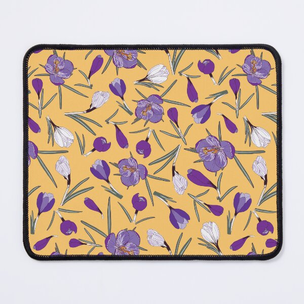 Item preview, Purple and white crocuses on a yellow background designed and sold by Hanna McCown.